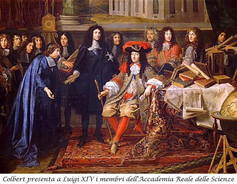 Colbert presenta a Luigi XIV i membri dellAccademia Reale delle Scienze
