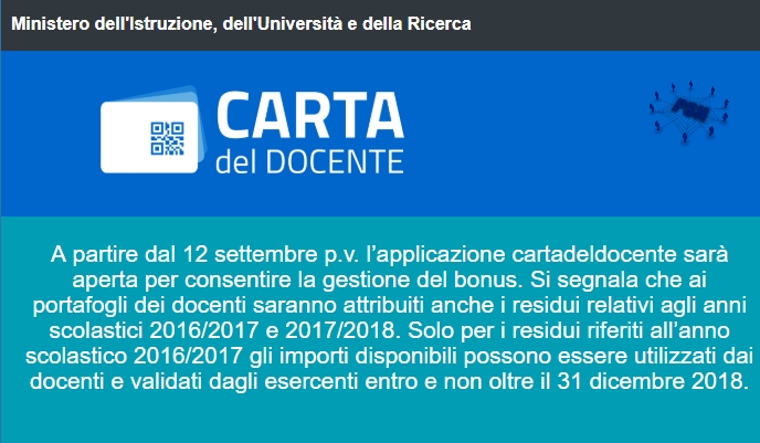 Carta Docente Dal 12 Settembre 2018 Riattivata Con Nuovo