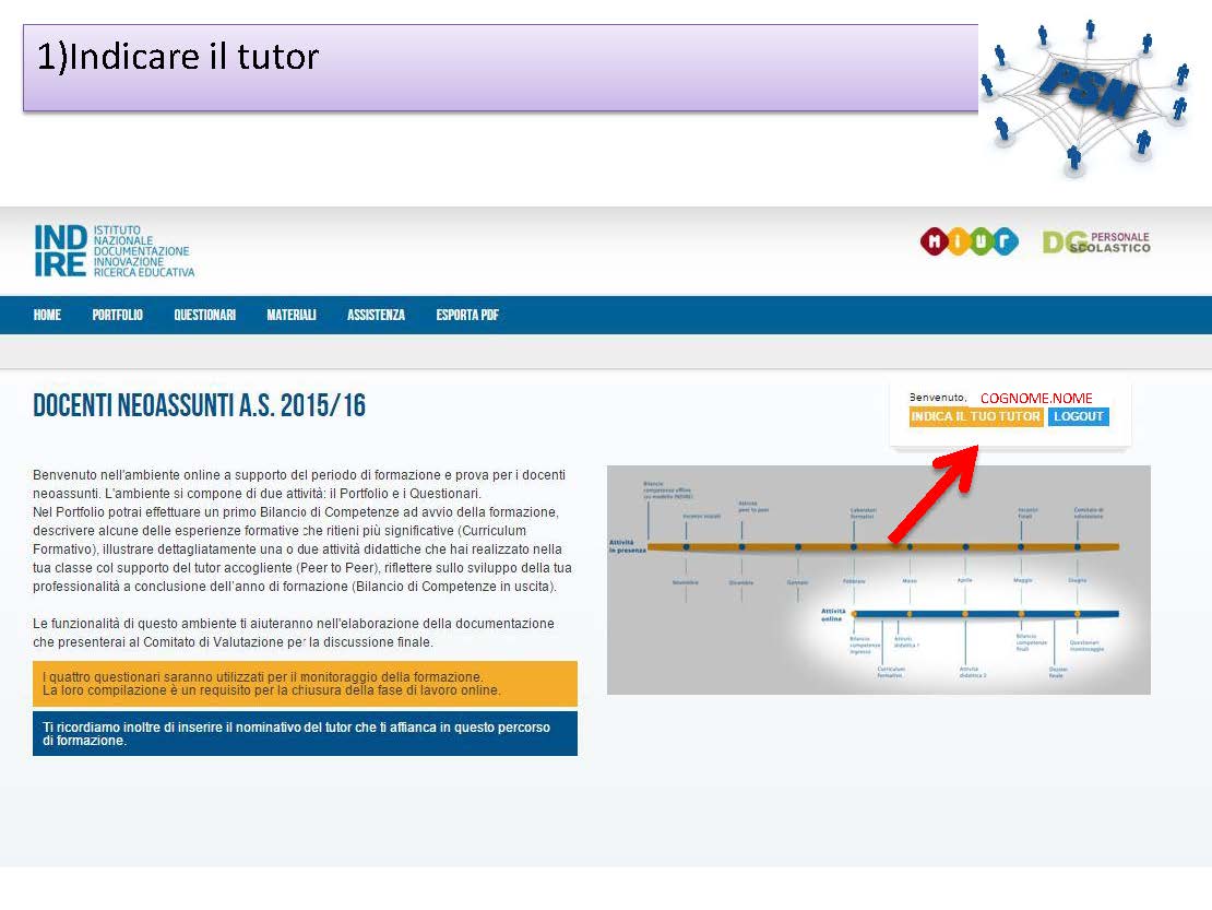 Accesso user pw scelta tutor INDIRE Pagina 4